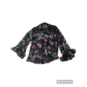 CONTEMPO  Casuals Womens‎ Sheer Floral Top Size Large
